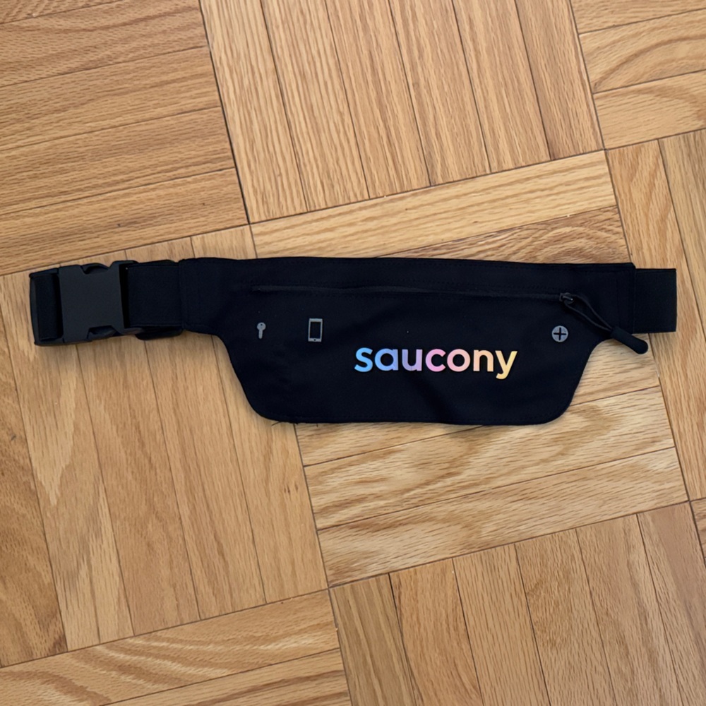 Saucony Black Belt Bag with Multicolor Logo